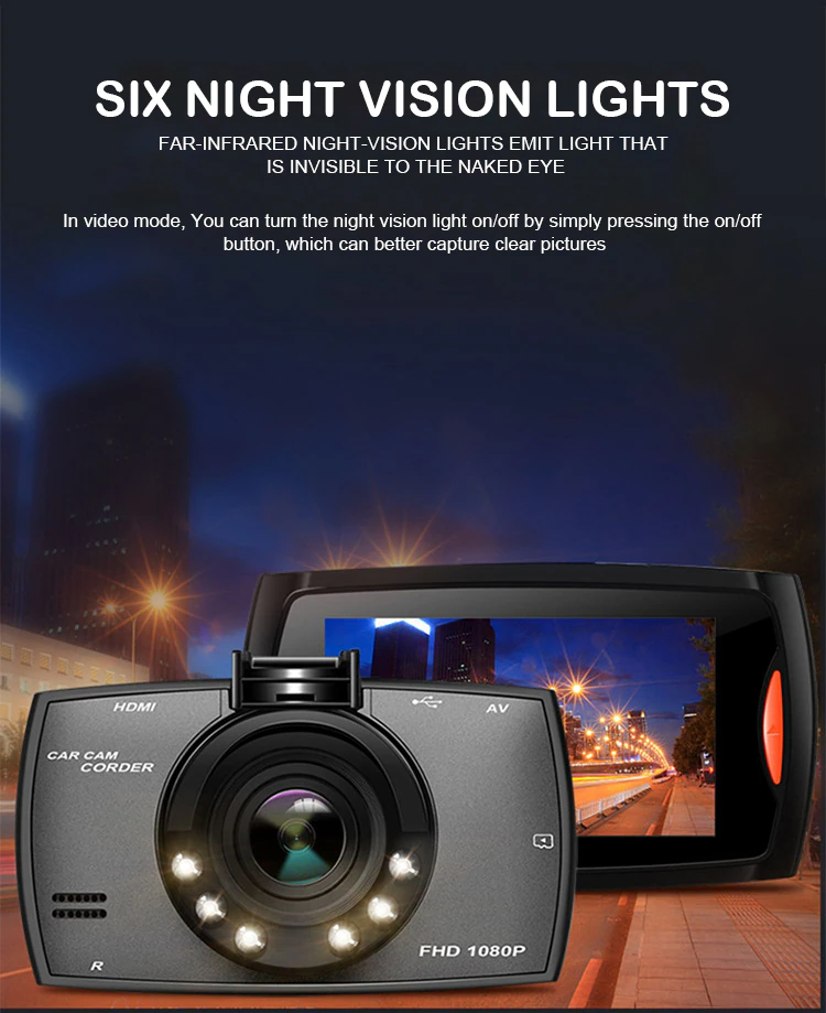 2.7" 1080P Front & Rear Dash Cam with Night Vision
