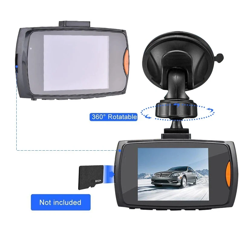 2.7" 1080P Front & Rear Dash Cam with Night Vision