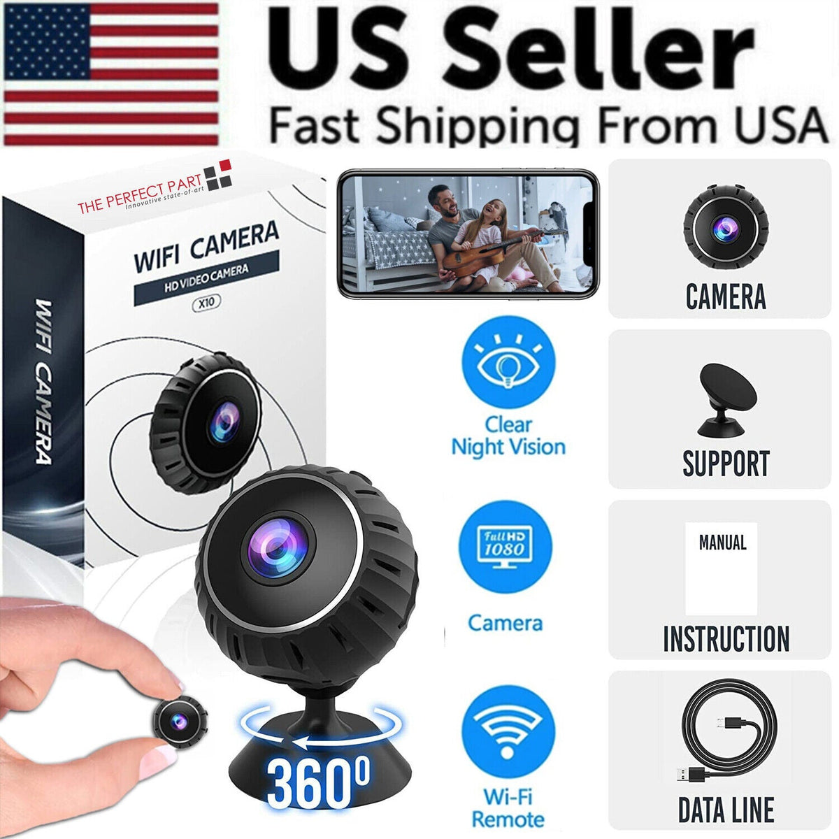Mini Wireless WiFi Nanny Camera – HD 1080P