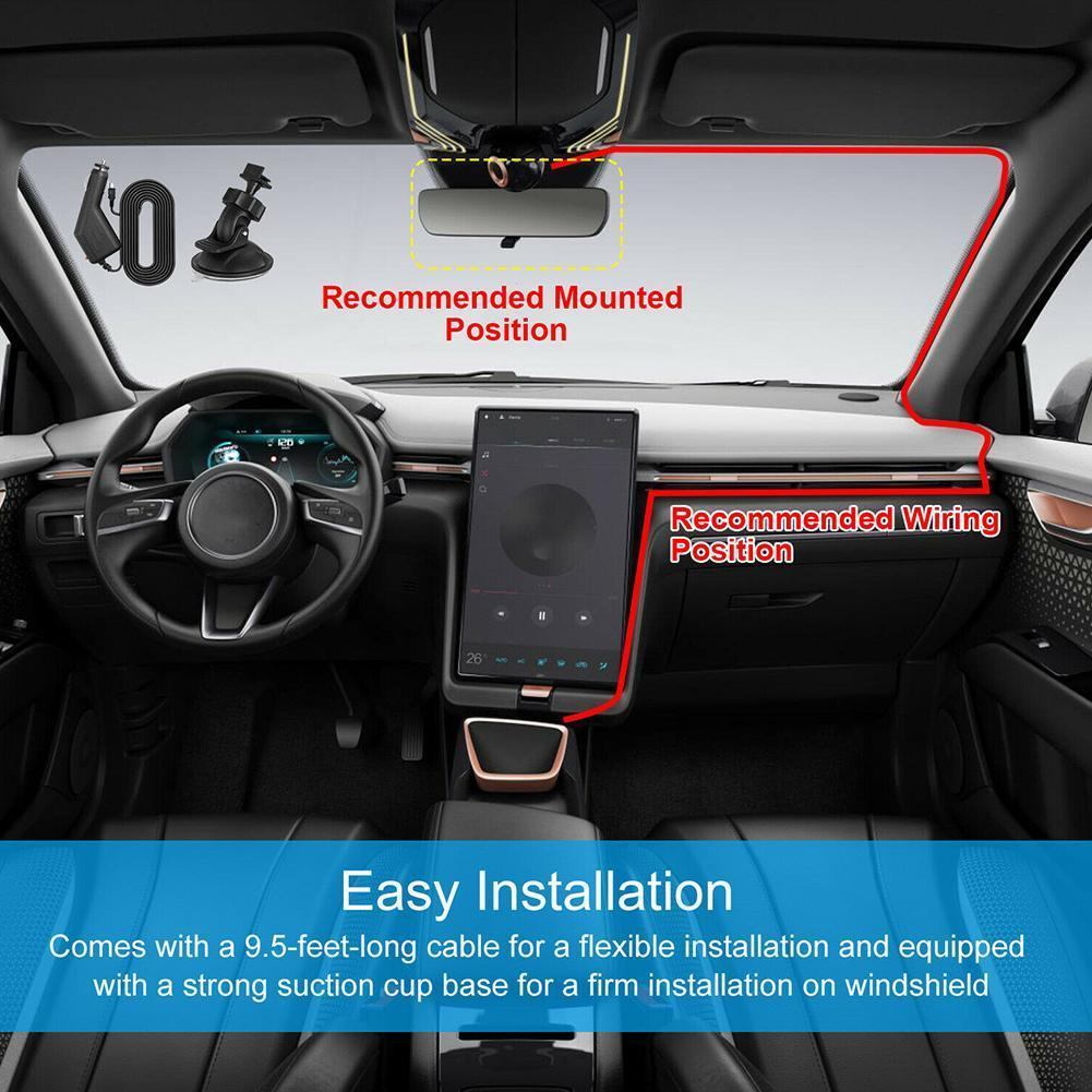 2.7" 1080P Front & Rear Dash Cam with Night Vision