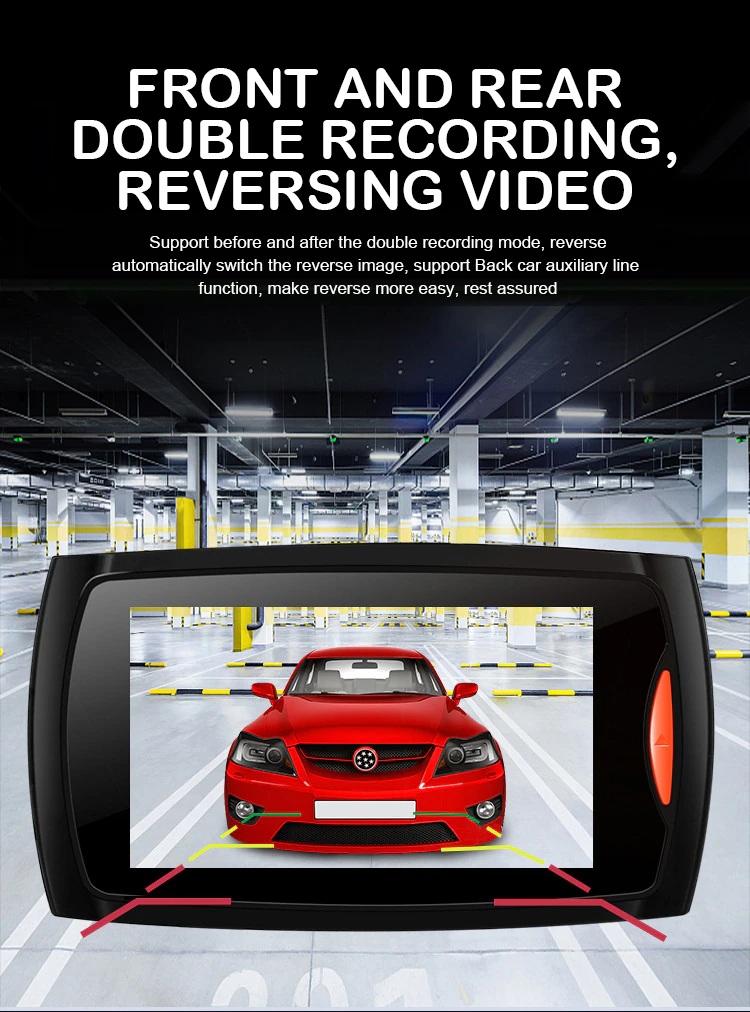 2.7" 1080P Front & Rear Dash Cam with Night Vision