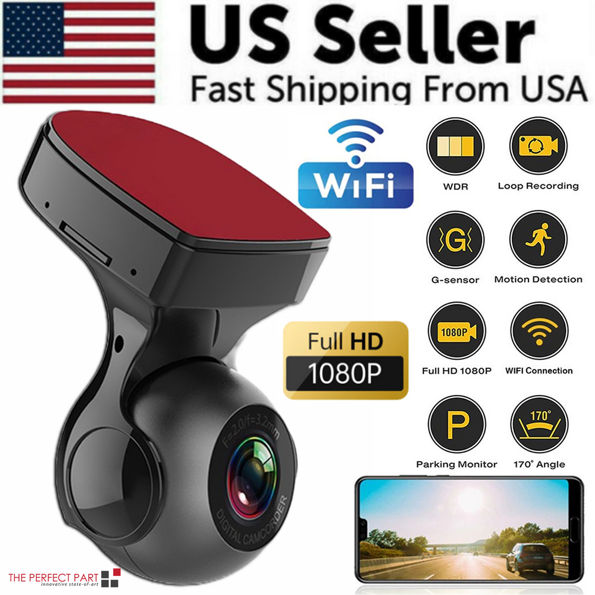 170° WiFi 1080P Dash Cam with G-Sensor