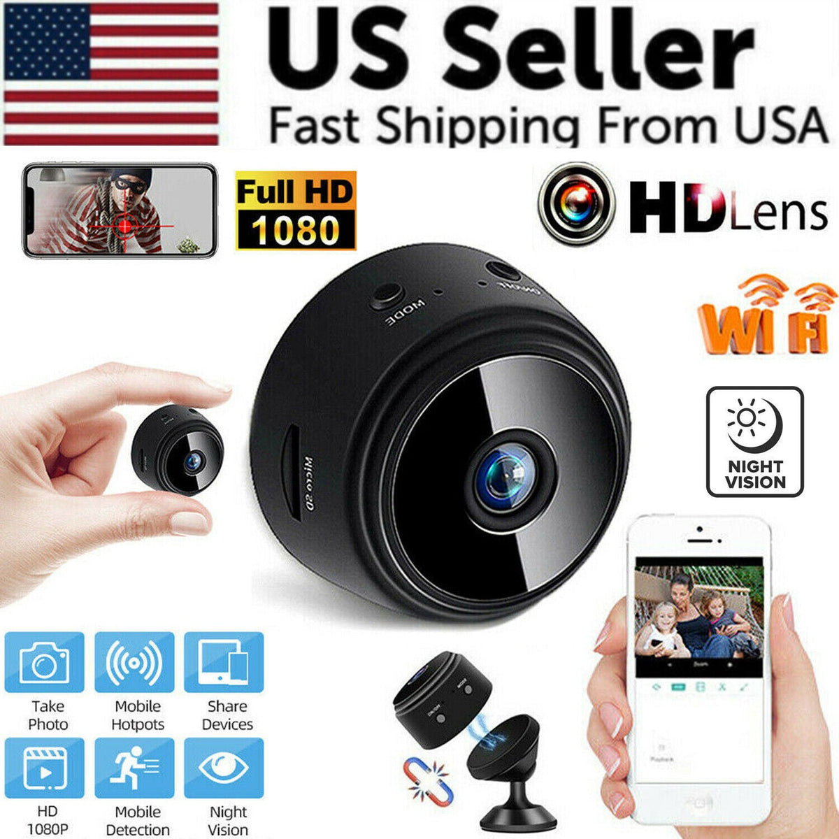 Mini Wireless WiFi Nanny Camera – HD 1080P