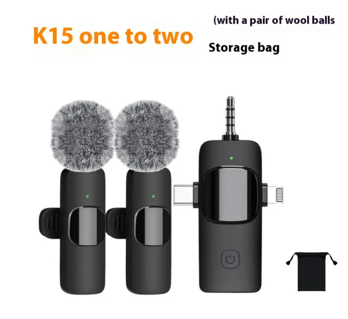3-in-1 Wireless Clip-On Lavalier Microphone