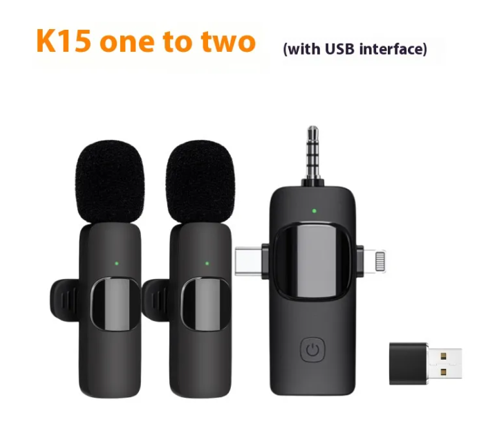 3-in-1 Wireless Clip-On Lavalier Microphone