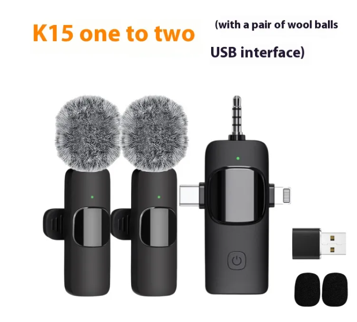 3-in-1 Wireless Clip-On Lavalier Microphone