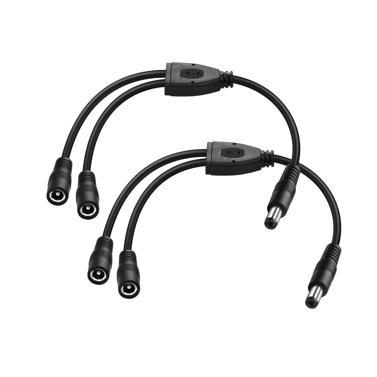 DC Power Splitter Cable, 1 Male to 2 Female (2-Pack)